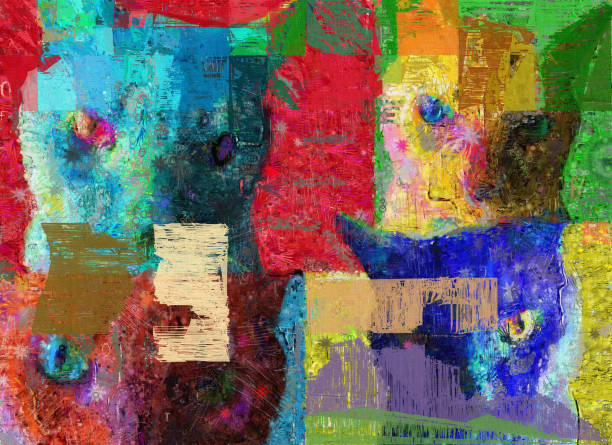 istock Abstract painting. Colorful cats 1297585108