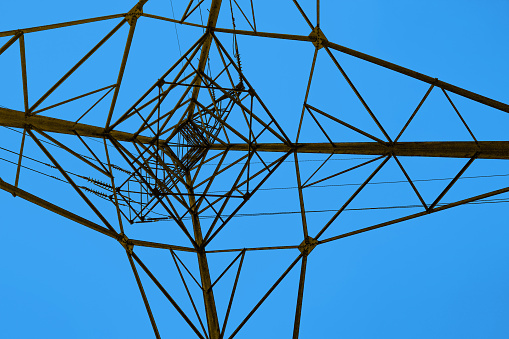A Power line Tower forms an abstract lined design