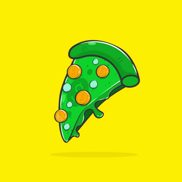 ilustrações, clipart, desenhos animados e ícones de unidade monetária pizza, dólar, dinheiro verde ilustração brilhante - unidade monetária