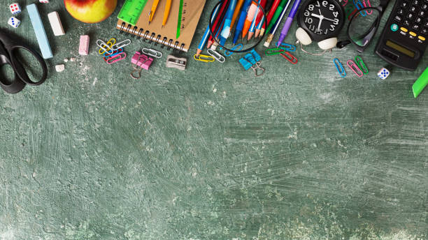 istock Education background back to school concept on green chalk board with copy space. top view 1297593087