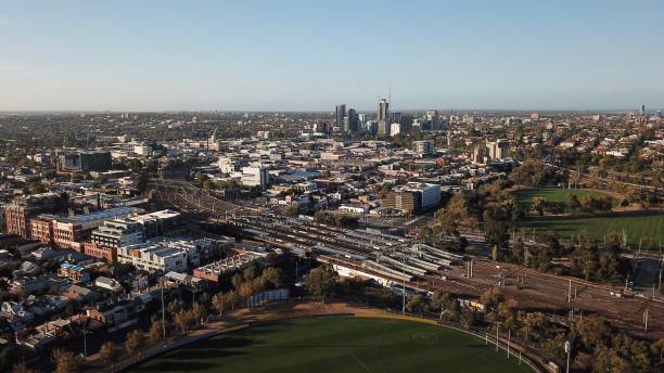 istock Aerial views of Melbourne skyline 1297593112