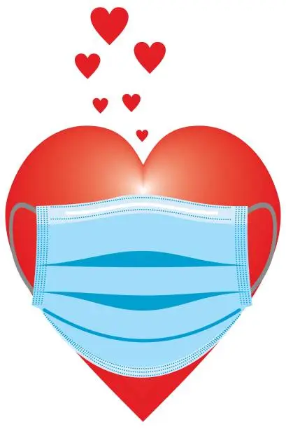 Vector illustration of Valentine's day concept on the pandemic.