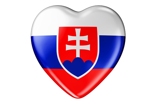 Heart with Slovak flag, 3D rendering isolated on white background