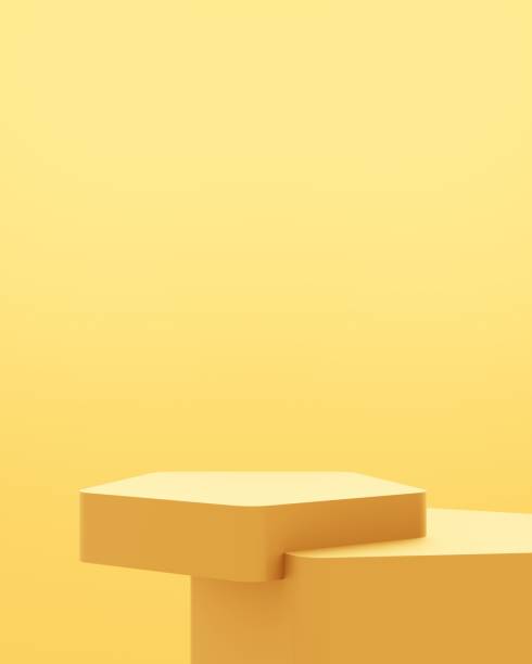 istock 3d rendering of empty gold podium abstract minimal background. Scene for advertising design, cosmetic ads, show, technology, banner, cream, fashion, luxury. Illustration. Product display. copy space 1297597812