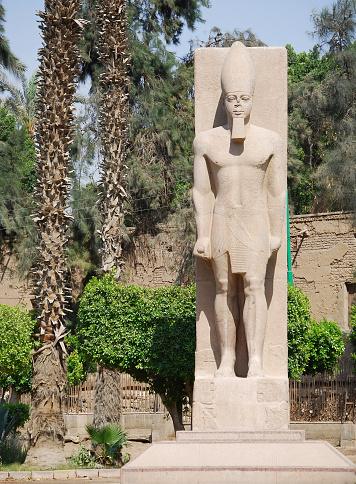 Cairo - Egypt - May 7, 2008: Statue of ancient egyptian Pharaoh near Cairo. Pharaoh is the term by which the rulers of ancient Egypt are usually indicated.