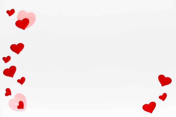 istock Flat lay of Valentine's day. Different colored hearts on white isolated background 1297599060
