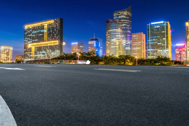 istock Urban road and financial district architectural landscape 1297601065