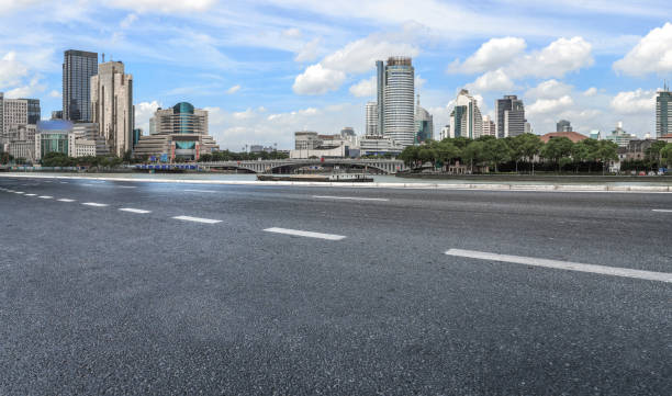 istock Urban road and financial district architectural landscape 1297602022