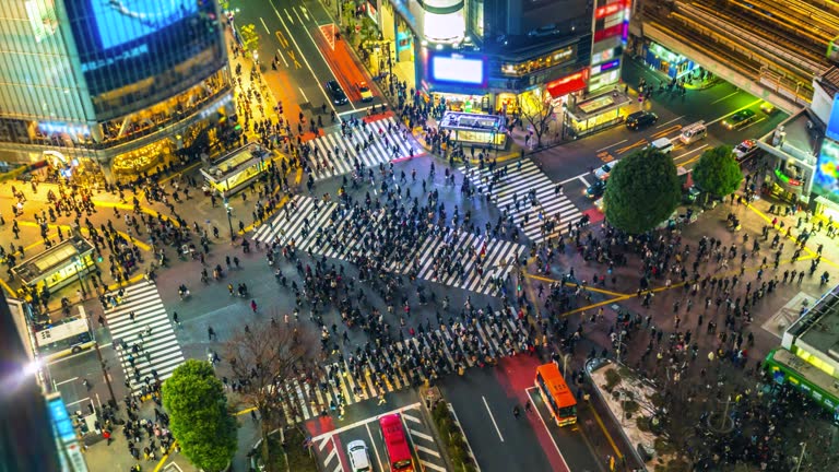 4K,Time lapse of the famous and very busy Shibuya crossing in Tokyo, Japan