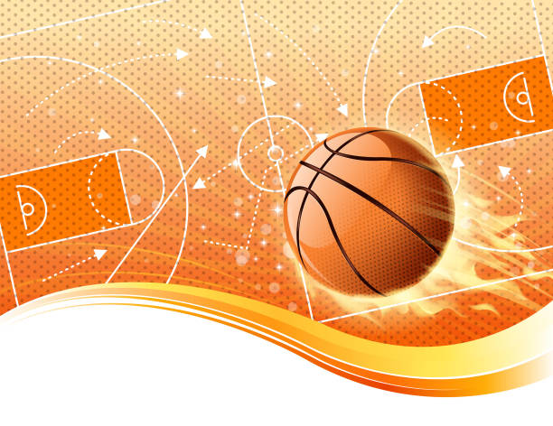 ilustraciones, imágenes clip art, dibujos animados e iconos de stock de campo de fuego de baloncesto - basketball