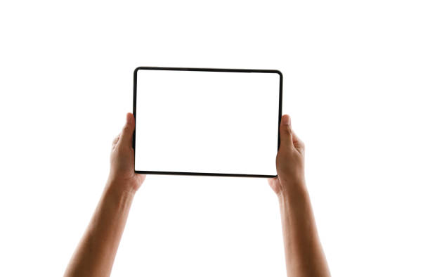 istock female hands holding a tablet touch computer gadget with isolated screen 1297604274