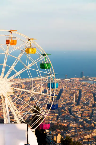 Picture of the Tibidabo amusement park ferris wheel, Barcelona, Spain.