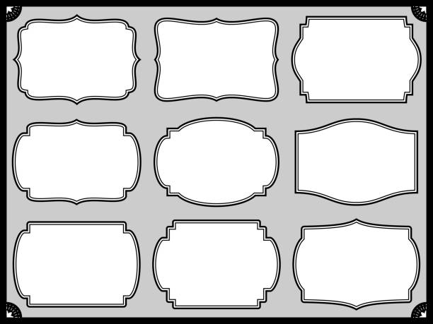 illustrations, cliparts, dessins animés et icônes de ensemble de conception de cadre avec diverses formes classiques - ornement