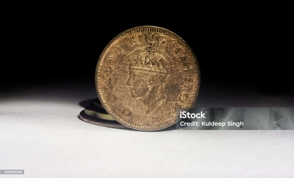 Close up of Old Ancient coin of George VI King Emperor Ancient coin photo 1940 Stock Photo