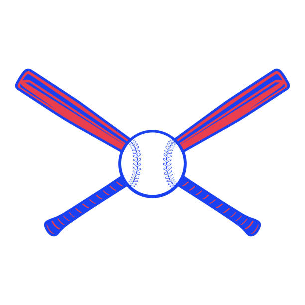 Baseball crossed bats with ball Baseball crossed bats with ball. Criss cross bats. For logo design - Baseball flat vector illustration softball logo designs pics stock illustrations