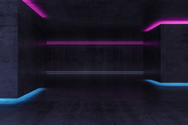 istock Abstract dark concrete room interior background. 3d 1297629168