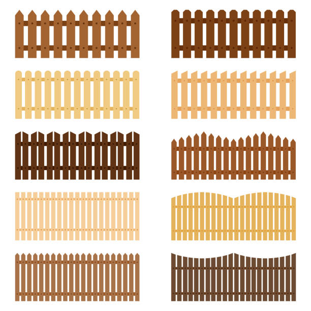 ilustrações de stock, clip art, desenhos animados e ícones de set of fences, vector illustration - enclosure