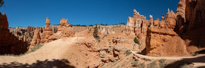 Hoodoo and eroded cliff formations at Bryce Canyon National Park in Utah.