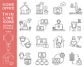 istock Work From Home Line Icons With Editable Stroke 1297632872