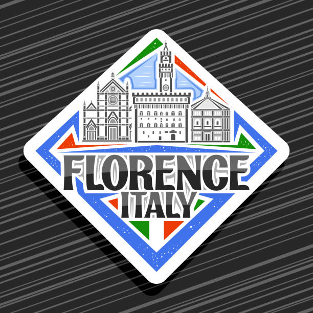 ilustrações, clipart, desenhos animados e ícones de selo vetor para florença - italian flag skyline famous place flag