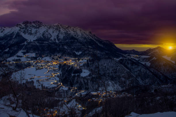 istock mountain village covered with snow 1297633209