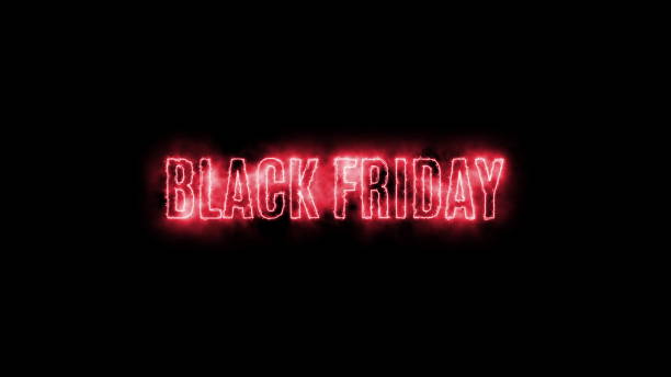 istock Black friday written with neon bright glowing and fire effect on black background. 1297634146