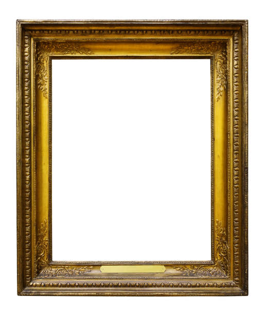 istock Picture gold wooden ornate frame for design on white  background 1297635595