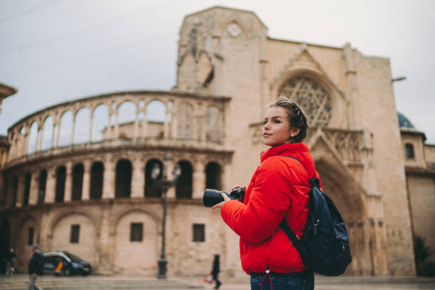Traveler with camera enjoying Valencia