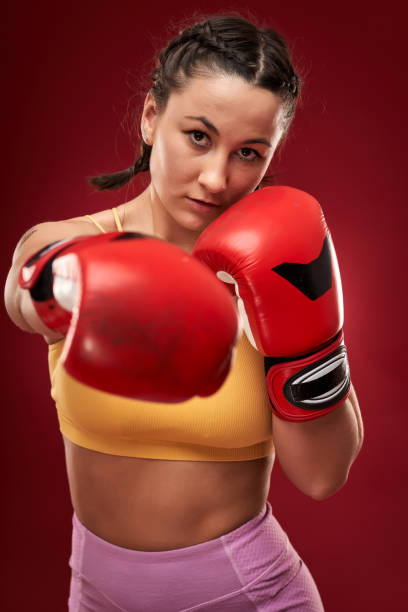 istock Boxer girl with red gloves 1297638236