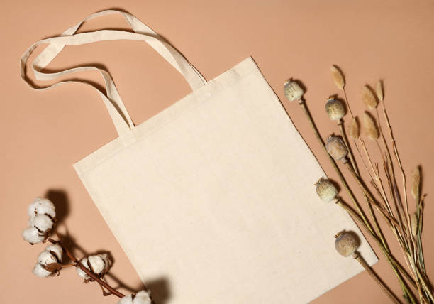 istock Beige cotton tote bag for mock up 1297640090