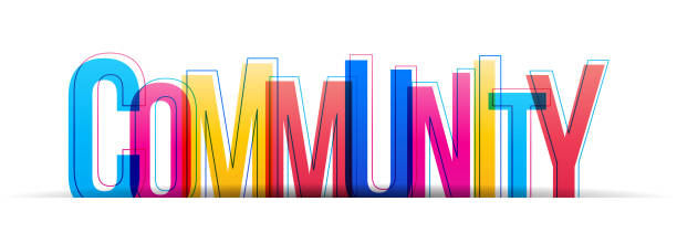 Creative overlapped letters of the ''Community' inscription Colorful letters isolated on a white background.
Horizontal banner or header for the website. Vector illustration. community outreach illustrations stock illustrations