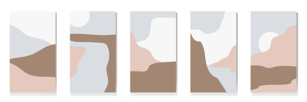 istock Set of abstract backgrounds. Flat mountain landscape. Use for Instagram stories. Contemporary modern trendy vector illustrations. Every background is isolated. 1297642637