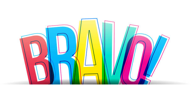 Creative overlapped letters of the 'Bravo' word vector art illustration