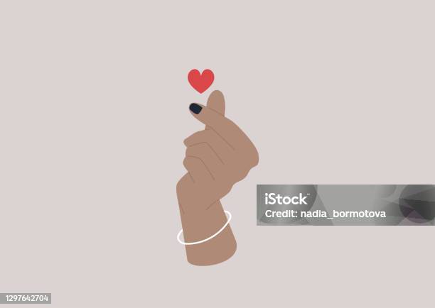 한국의 손가락 심장 제스처 세인트 발렌타인 컨셉 현대적인 라이프 스타일과 관계 하트 모양에 대한 스톡 벡터 아트 및 기타 이미지 - 하트 모양, 손, 한국