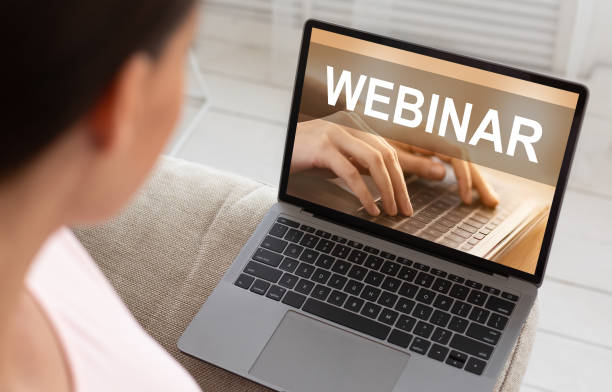 istock Unrecognizable Woman Looking At Laptop Webinar Screen Saver, Home Interior 1297642794