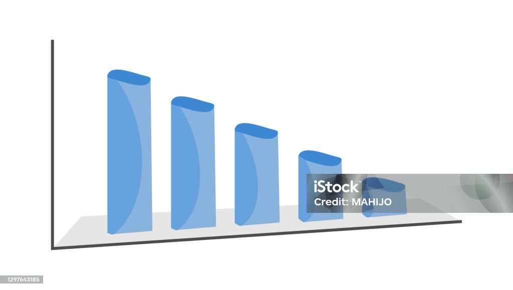 Declining Bar Graph Angled View Stock Illustration - Download Image Now ...