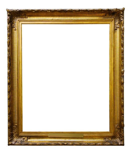 istock Picture gold wooden ornate frame for design on white  background 1297645614