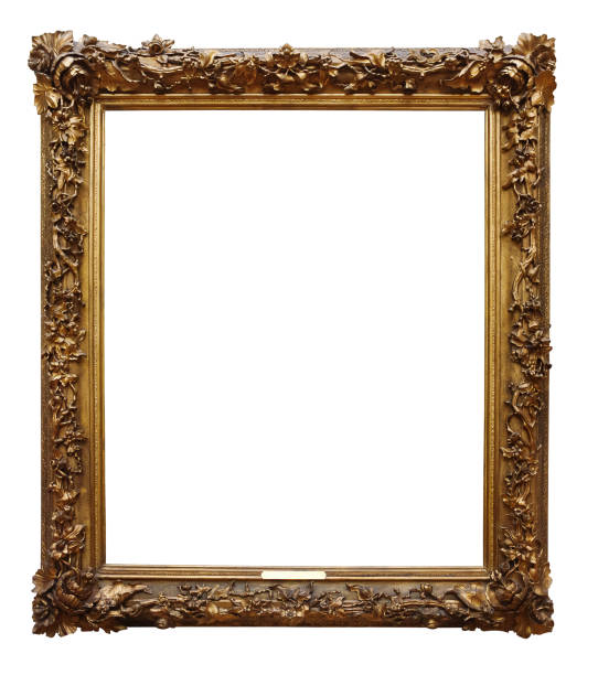 istock Picture gold wooden frame for design on white  background 1297645853