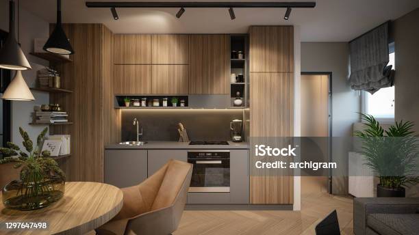Interior Design Architecture Computer Generated Image Of Kitchen ...