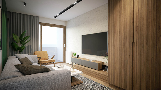 Interior Design Architecture Computer Generated Image Of Small Living ...