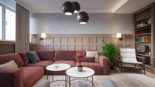 istock Interior Design. Architecture. Computer generated image of living room. Architectural Visualization. 3D rendering. 1297648180
