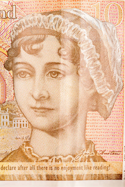 istock Portrait of Jane Austen on ten pound sterling note. 1297648445
