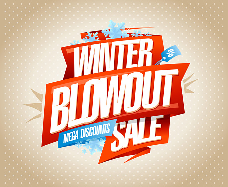 Winter blowout sale, mega discounts - vector banner design mockup