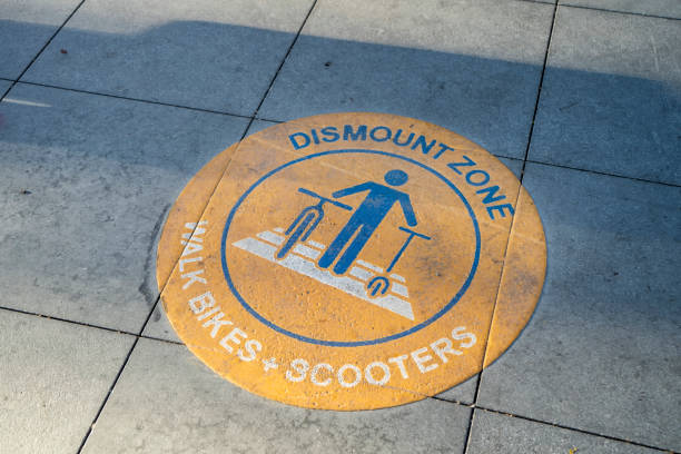 istock Dismount zone sign for bicycles and scooters 1297650049