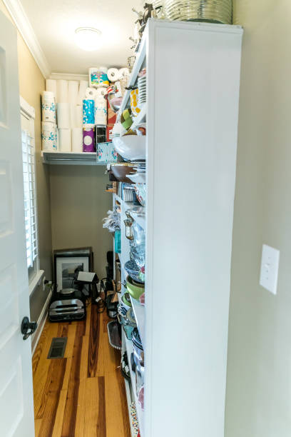 istock Long and narrow pantry and utility closet for storage 1297651414