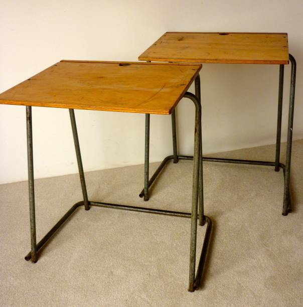 istock Pair of Vintage School Desks 1297652170