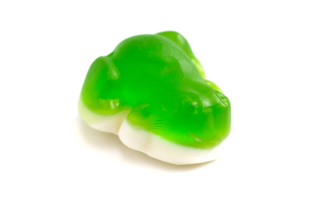 Gummy Green Frogs with a Mashmallow Candy Bottom Layer Isolated on a White Background