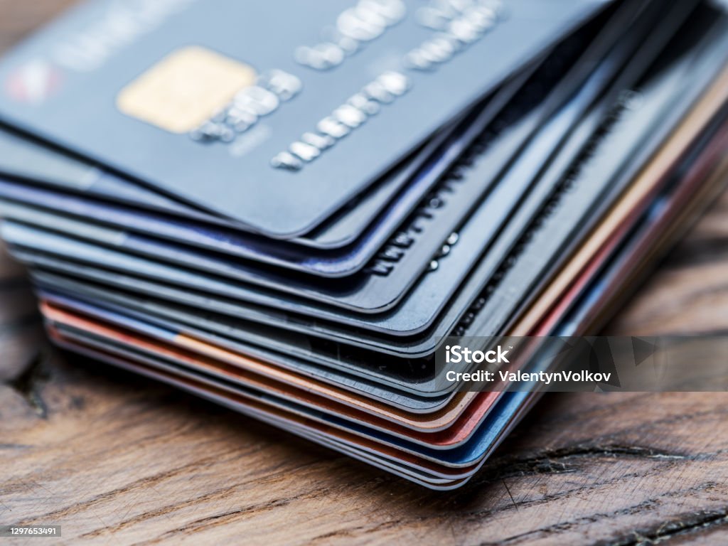 Credit cards. Financial business background. Credit Card Stock Photo