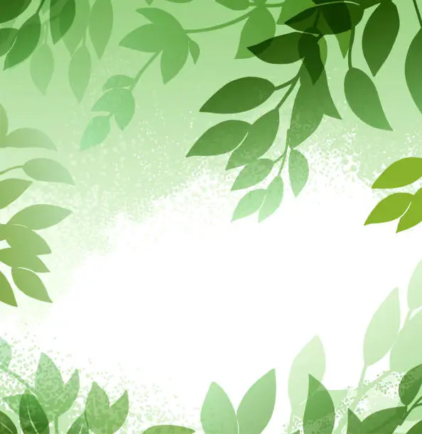 Vector illustration of Green Leaves Spring Vector Background