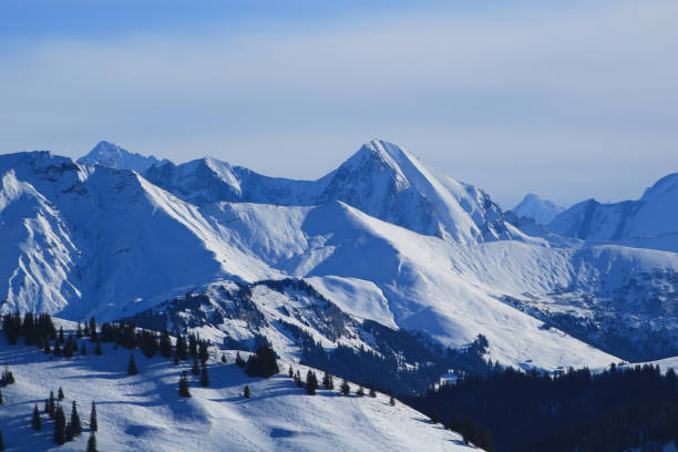 istock Snow covered mountain ranges seen from the Horneggli ski area. 1297656331
